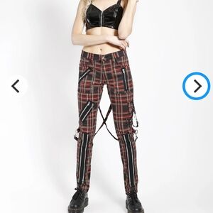 tripp nyc CLASSIC SLIM LEG BONDAGE PANT BLACK PLAID unisex